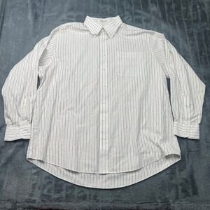 Enro Ultra Poplin Mens 17.5 34/35 Button Down Shirt Pinstripe White Burgundy